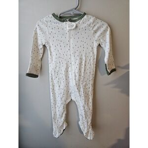 Cloud Island Baby Sleeper 3–6M White Green‎ Trim Zip Front Footed Pajamas Unisex
